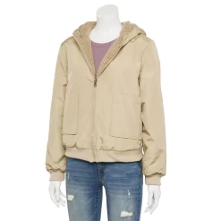 Juniors' Hurley Reversible Beige Sherpa Bomber Jacket
