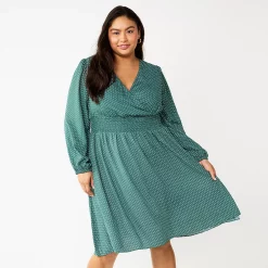 Plus Size DRAPER JAMES RSVP™ Long Sleeve Cinched Waist Dress