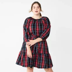 Plus Size DRAPER JAMES RSVP™ Long Sleeve Tiered Bow Back Dress