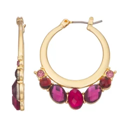 Napier Gold Tone Berry Statement Hoop Earrings