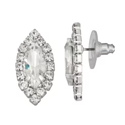 Napier Silver Tone Dazzle Oval Stud Earrings
