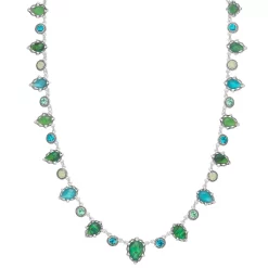 Napier Silver Tone Blue & Green Simulated Crystal Collar Necklace