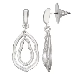 Napier Silver Tone Orbital Sculptural Drop Earrings