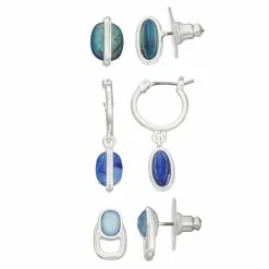 Napier Silver-Tone Hoops & Studs Earring Trio