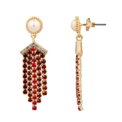 DRAPER JAMES RSVP⢠Red Fringe with Pearl Drop Earrings